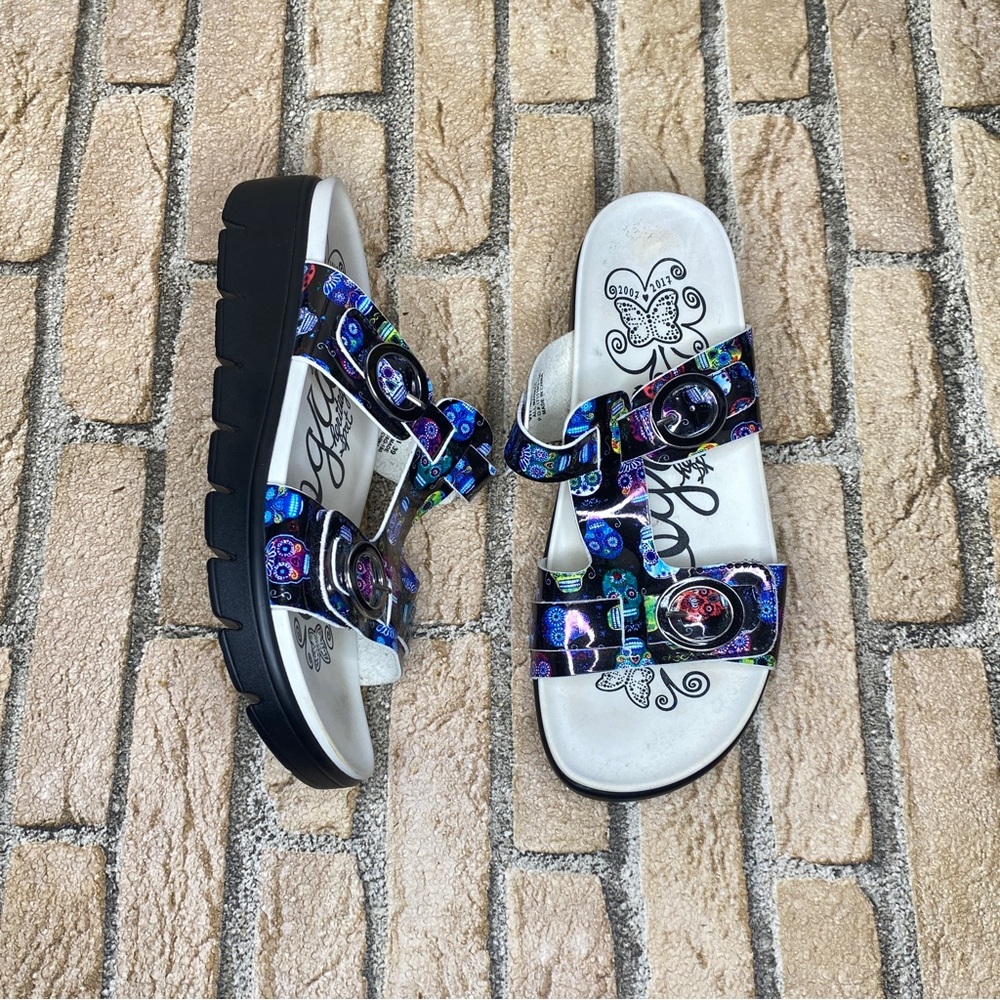 Algeria Vita Platform Chunky Comfort Sandals Sugar Skull size 39